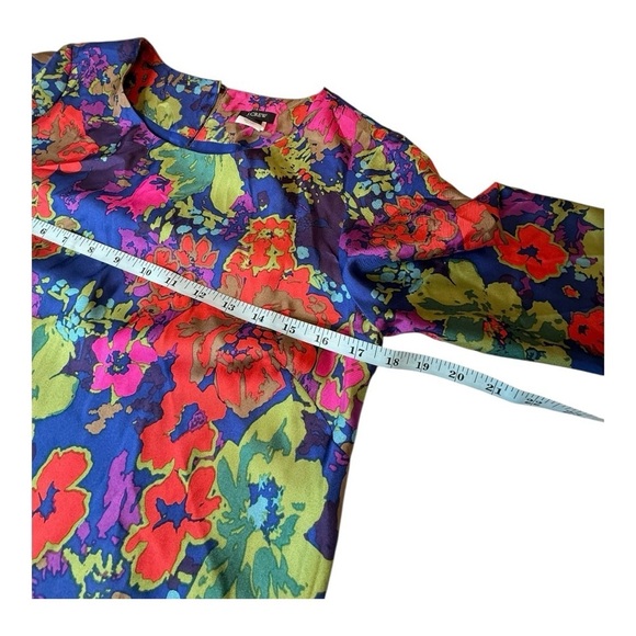 J. Crew Jules Silk Long Sleeve Floral Shift Mini Dress Size 2 - As Seen on Drew - Picture 11 of 13